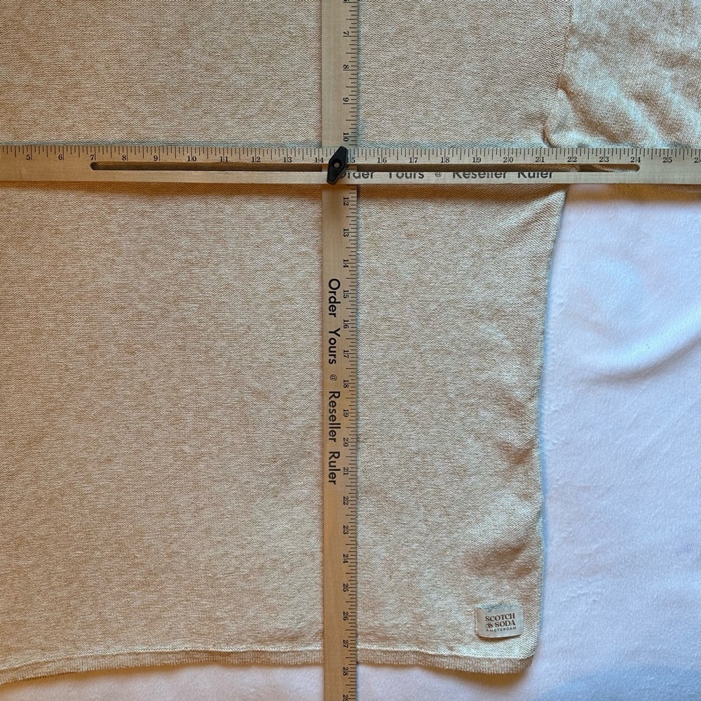 Scotch & Soda Recycled Cotton Linen Short Sleeve Knit Tshirt Top L beige oatmeal - Picture 3 of 8